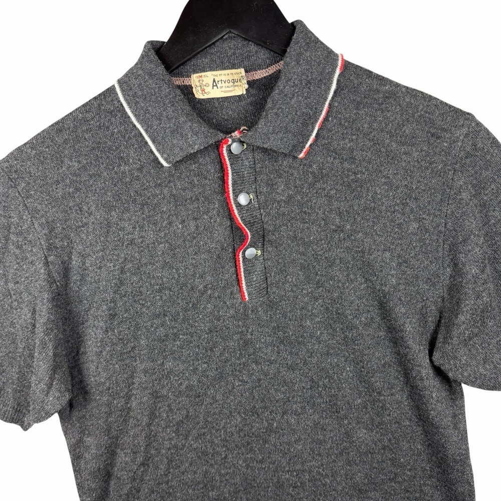 Vintage 50s Artvogue of California Virgin Orlon Knit Polo Shirt Men M Rockabilly - Picture 2 of 7
